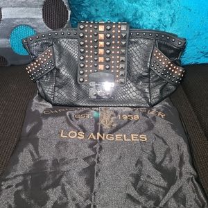 Authentic Christian Audigier Metal Studded Clutch